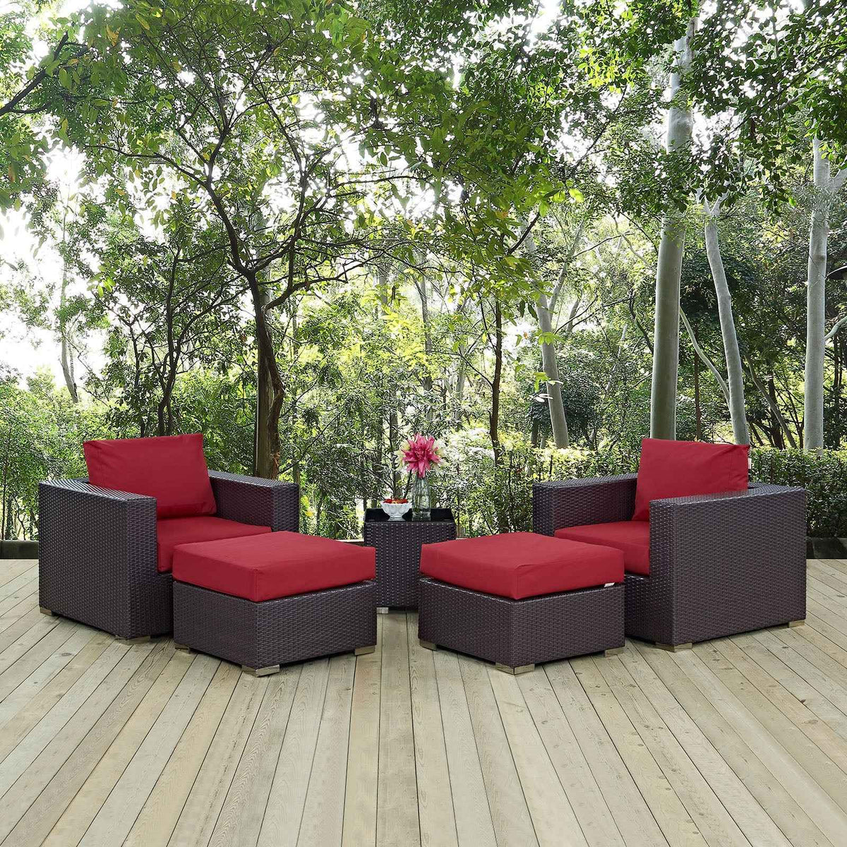 Modway Convene Outdoor Sectional Set - 5-Piece Patio Furniture for Ultimate Comfort